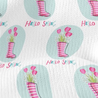 Pink Rain Boots Flowers Stretch Jersey