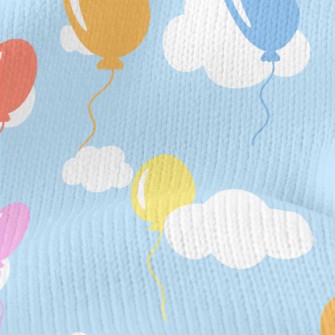 Colorful Balloons Flying Into  Stretch Jersey