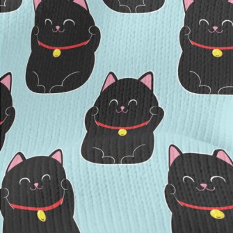 Smiling Little Black Cat Stretch Jersey