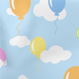 Colorful Balloons Flying Into  Lightweight Cotton Poplin