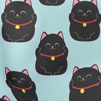 Smiling Little Black Cat Lightweight Cotton Poplin