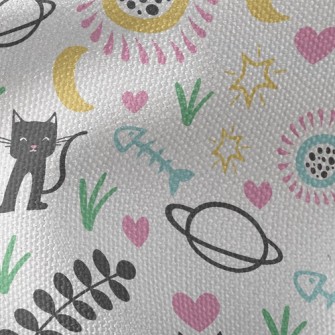 Cat Planet Flowers Waterproof Canvas