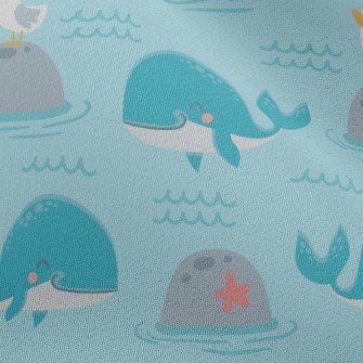 Lively Whale And Seagull Chiffon