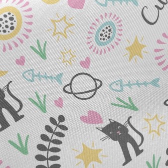 Cat Planet Flowers Twill