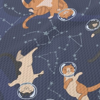 Funny Space Kitten Birdseye Piqué