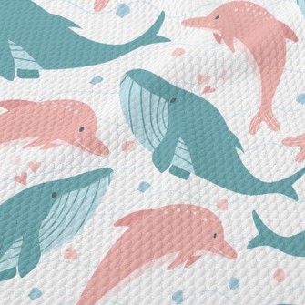 Whales And Dolphins Birdseye Piqué