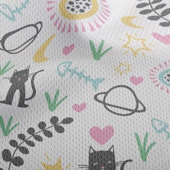 Cat Planet Flowers Athletic Mesh Flat Back