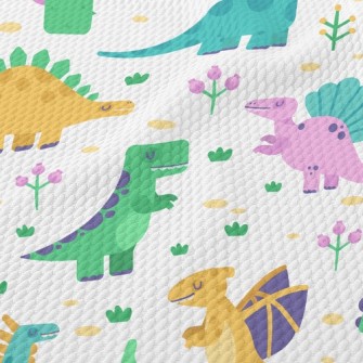 Cute Dinosaur Family Birdseye Piqué