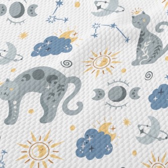 Mystical Praying Kitten Birdseye Piqué