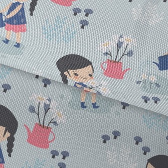 Cute Little Girl Watering Flow Waterproof Oxford