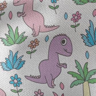 Pink Dinosaur Visiting The Gar Waterproof Canvas