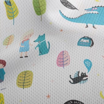 Children Love Dinosaur Statues Athletic Mesh Flat Back