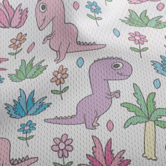 Pink Dinosaur Visiting The Gar Athletic Mesh Flat Back