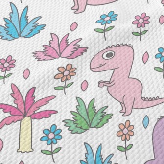 Pink Dinosaur Visiting The Gar Birdseye Piqué