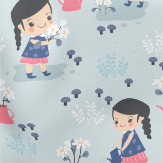 Cute Little Girl Watering Flow Stretch Ponte