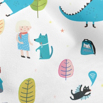 Children Love Dinosaur Statues Micro Fleece