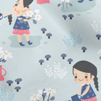 Cute Little Girl Watering Flow Micro Fleece