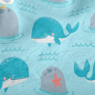 Lively Whale And Seagull Minky