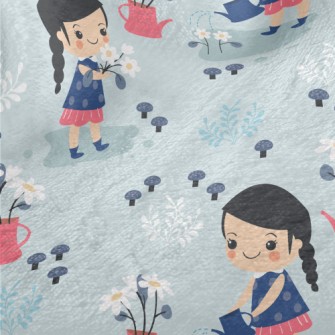 Cute Little Girl Watering Flow Minky