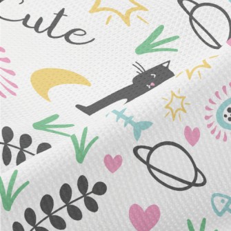 Cat Planet Flowers Piqué