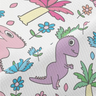 Pink Dinosaur Visiting The Gar Piqué