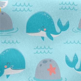 Lively Whale And Seagull Jersey Backed Fleece