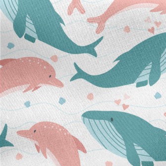 Whales And Dolphins Jersey Backed Fleece