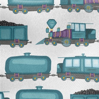 Steam Coal Mine Train Jersey Backed Fleece