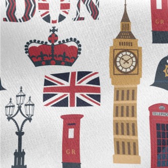 Big Ben And Telephone Box Jersey Backed Fleece