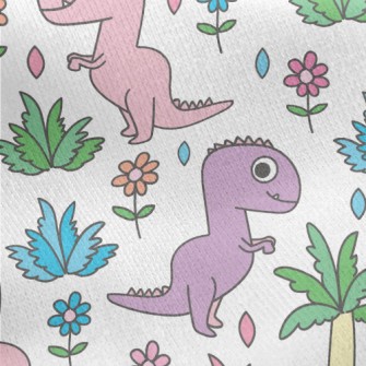 Pink Dinosaur Visiting The Gar Jersey Backed Fleece