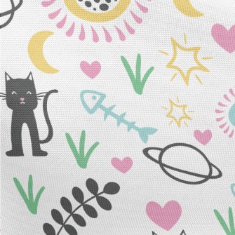 Cat Planet Flowers Pongee