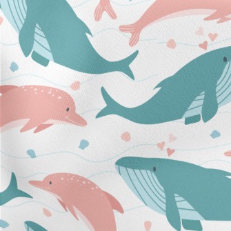 Whales And Dolphins Lightweight Cotton Poplin