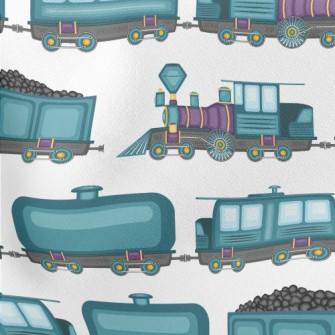 Steam Coal Mine Train Lightweight Cotton Poplin