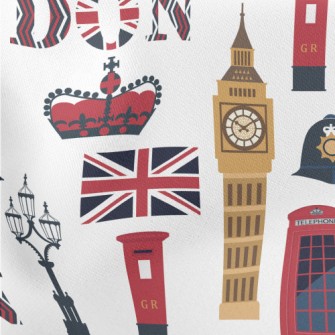 Big Ben And Telephone Box Lightweight Cotton Poplin
