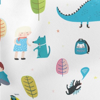 Children Love Dinosaur Statues Lightweight Cotton Poplin