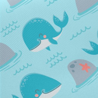 Lively Whale And Seagull Midweight Cotton Poplin