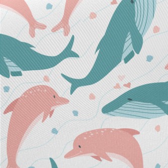 Whales And Dolphins Midweight Cotton Poplin