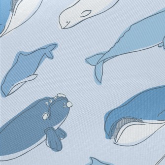 Simple Strokes Of Whale Midweight Cotton Poplin