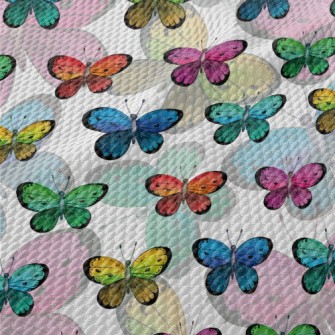 Colorful Butterflies Birdseye Piqué