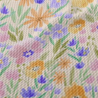 Watercolor Flowers Birdseye Piqué