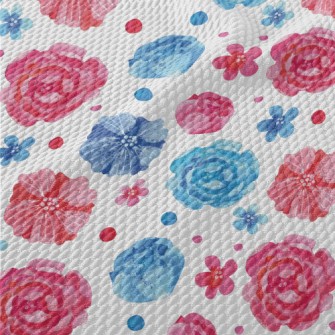 Watercolor Beautiful Flowers Birdseye Piqué