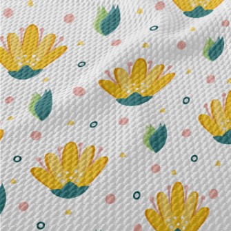 Cute Bright Flowers Birdseye Piqué