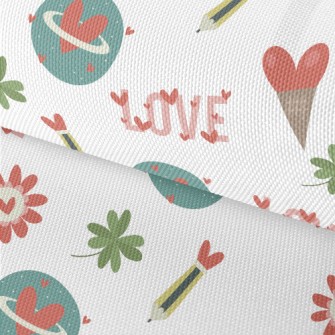 Vintage Love Pencil Leaves Waterproof Oxford