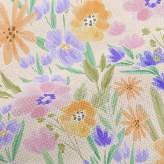 Watercolor Flowers Performance Linen
