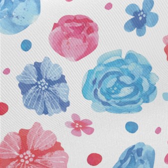 Watercolor Beautiful Flowers Twill