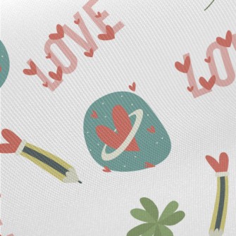 Vintage Love Pencil Leaves Twill