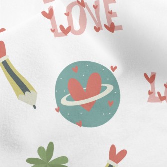 Vintage Love Pencil Leaves Micro Fleece