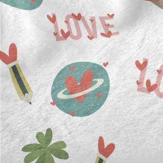 Vintage Love Pencil Leaves Minky