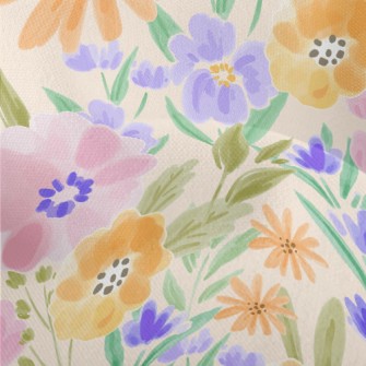 Watercolor Flowers Lightweight Performance Linen