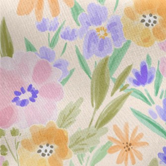 Watercolor Flowers Jersey Backed Fleece